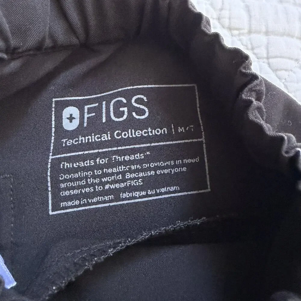 FIGS Pisco Basic Straight Leg Scrub Pants Black Size M/T Medium Tall